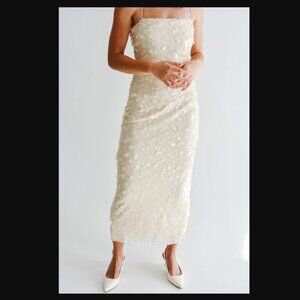 Confete Reine Cream Sequin Sheath Dress